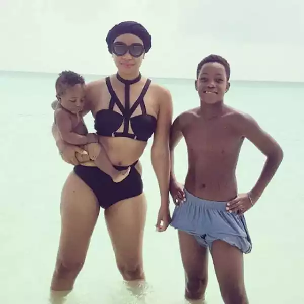 Ex-BBA Star, Pokello And Sons Look Beautiful In Beach Photos